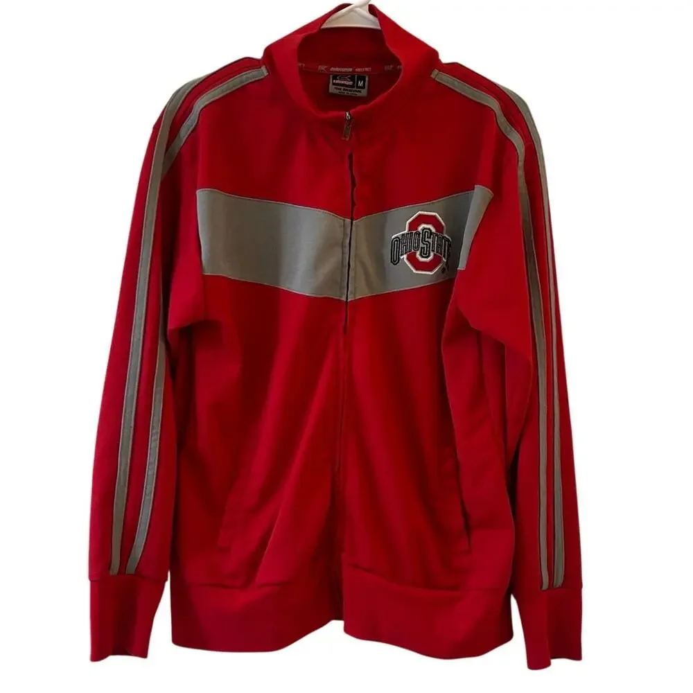 Vintage Colosseum Ohio State Buckeyes Full-Zip Track Jacket Red Gray Mens Medium